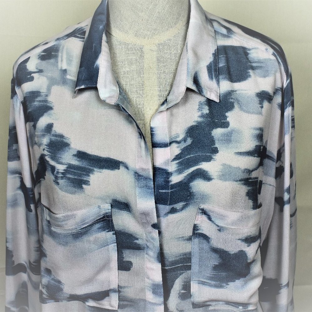 CLOTH AND STONE Anthropologie L Blouse Top White B